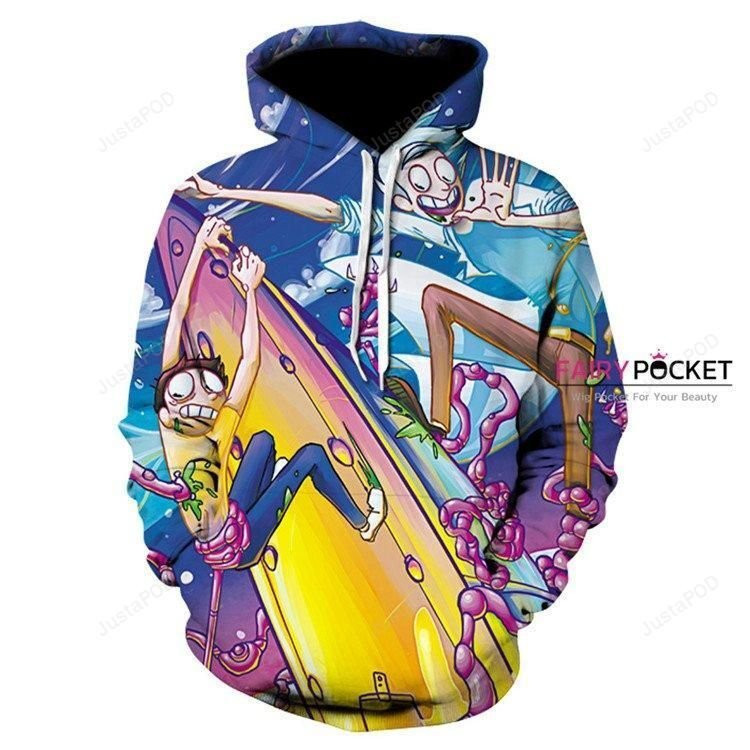 Rick and Morty Blue 3D All Over Print Hoodie & Zip Hoodie