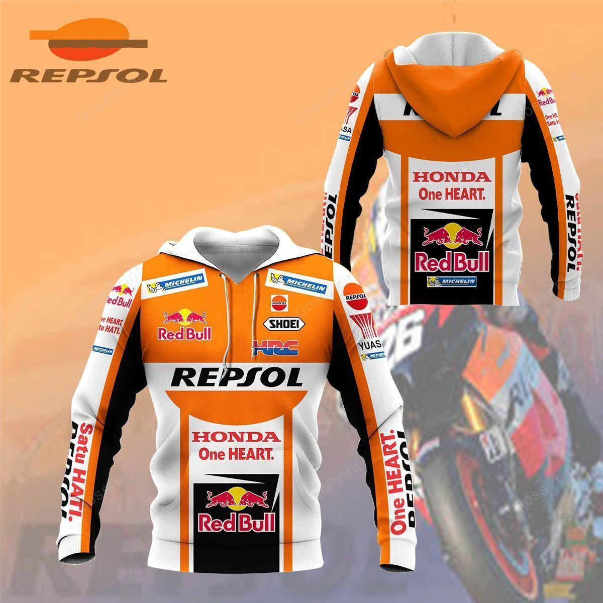 Repsol Honda One Heart All Over Print Hoodie, Zip Hoodie 429