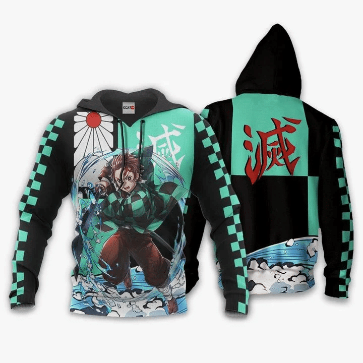 Tanjiro Demon Slayer Water Breathing 3d Hoodie Zip Hoodie