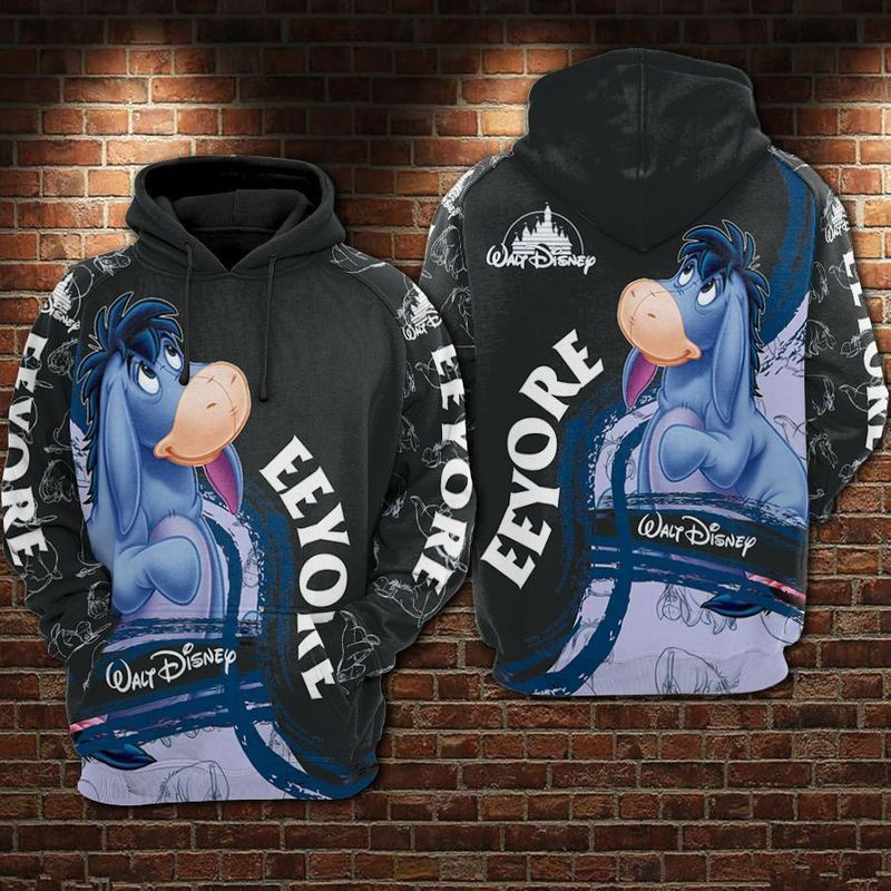 Eeyore Blue And Black And White Over Print 3d Hoodie Zip Hoodie 6