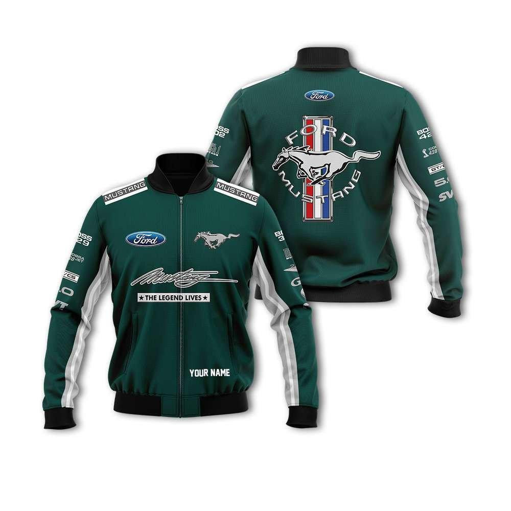 Personalized Ford Mustang Racing The Legend Lives Bomber Jacket 858