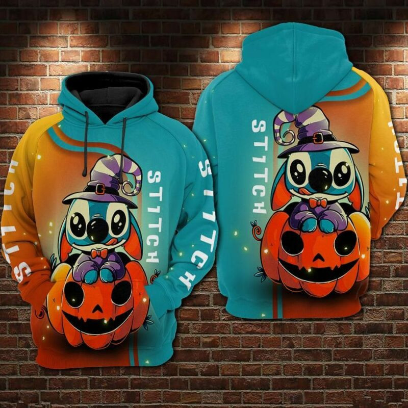 Stitch And Ohana Pumpkin Over Print 3d Hoodie Zip Hoodie