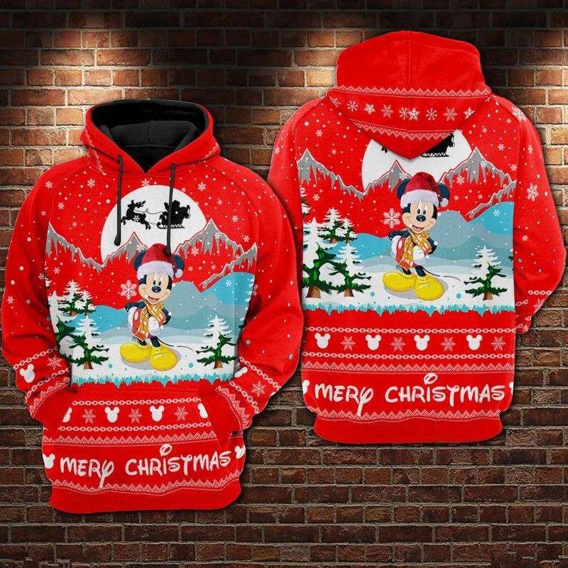 Mickey Merry Christmas Over Print 3d Hoodie Zip Hoodie
