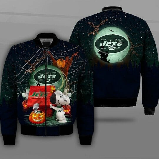 New York Jets Snoopy Halloween Bomber Jacket