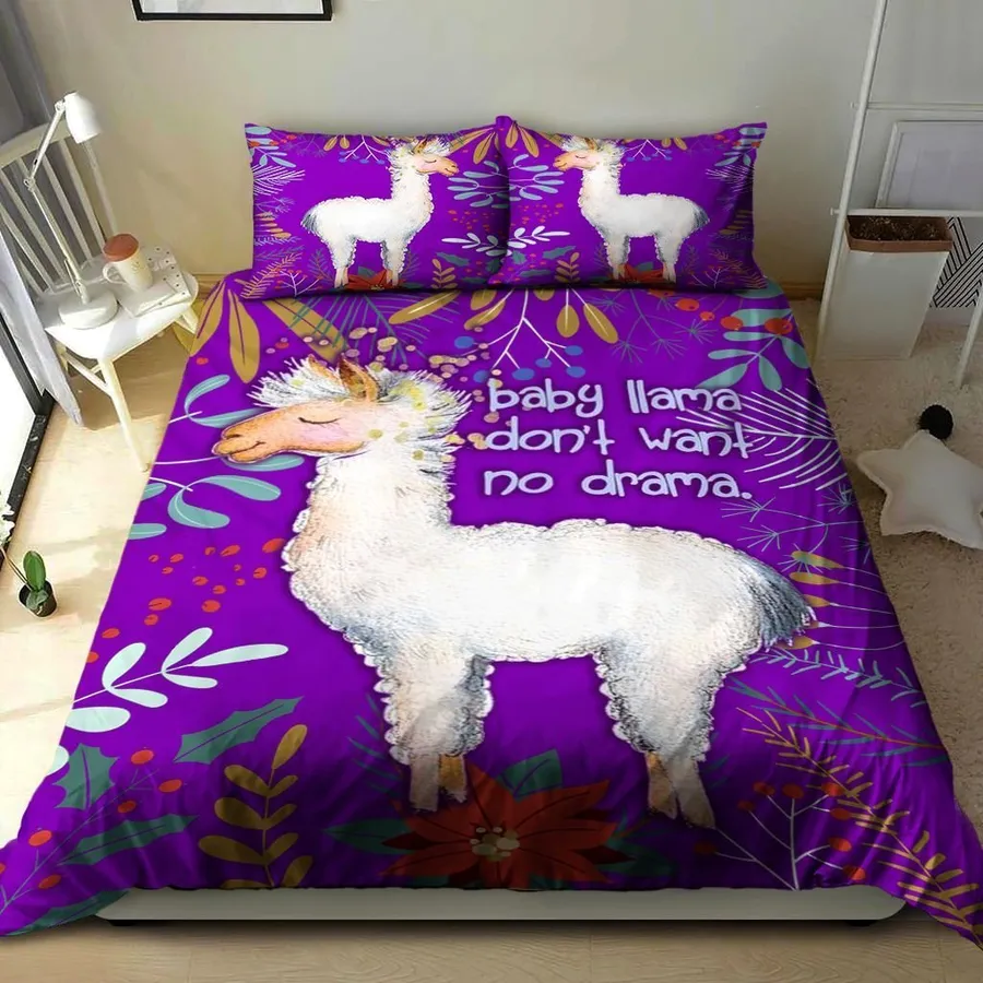 Llama Bedding Set Baby Llama Dont Want No Drama Duvet Covers