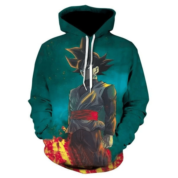 Goku Cartoon Dragon Ball Dark Green Over Print 3d Hoodie Zip Hoodie