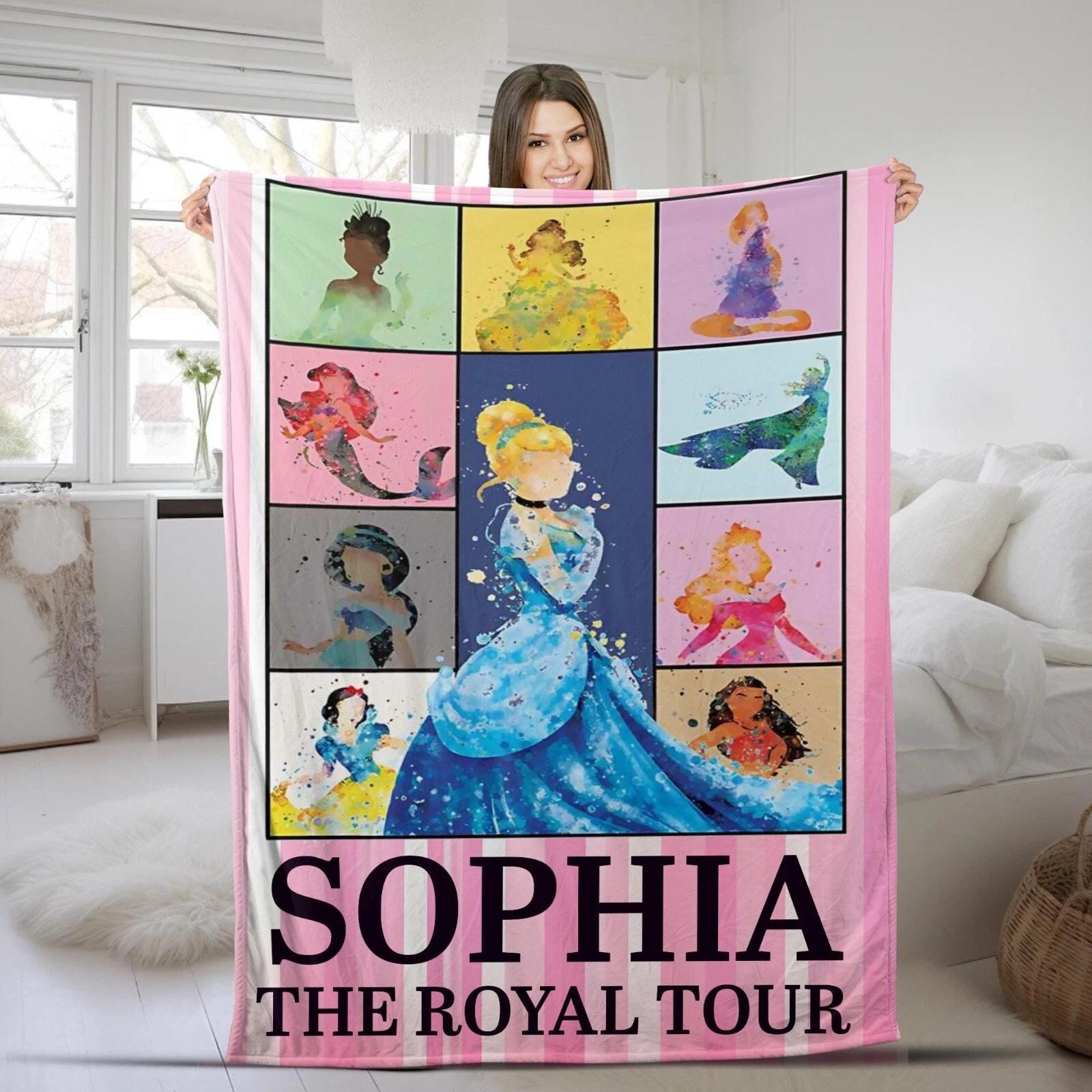 Personalized Princess The Royal Tour Blanket Custom Name Baby Girl Blank Fleece Sherpa Blanket