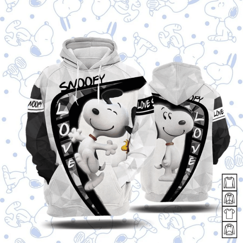 Snoopy Heart 3d Hoodie Zip Hoodie Size S-5xl