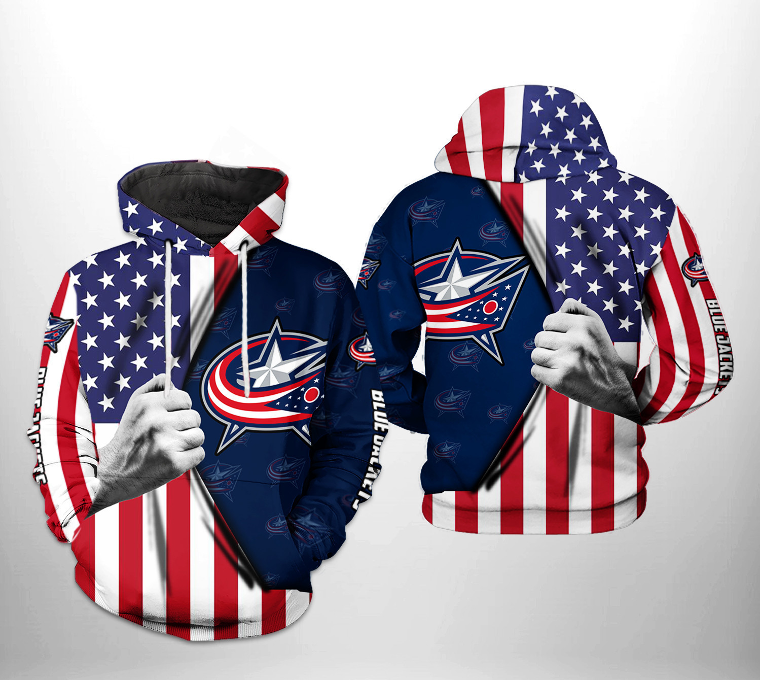 Columbus Blue Jackets US FLag 3D All Over Print Hoodie & Zip Hoodie