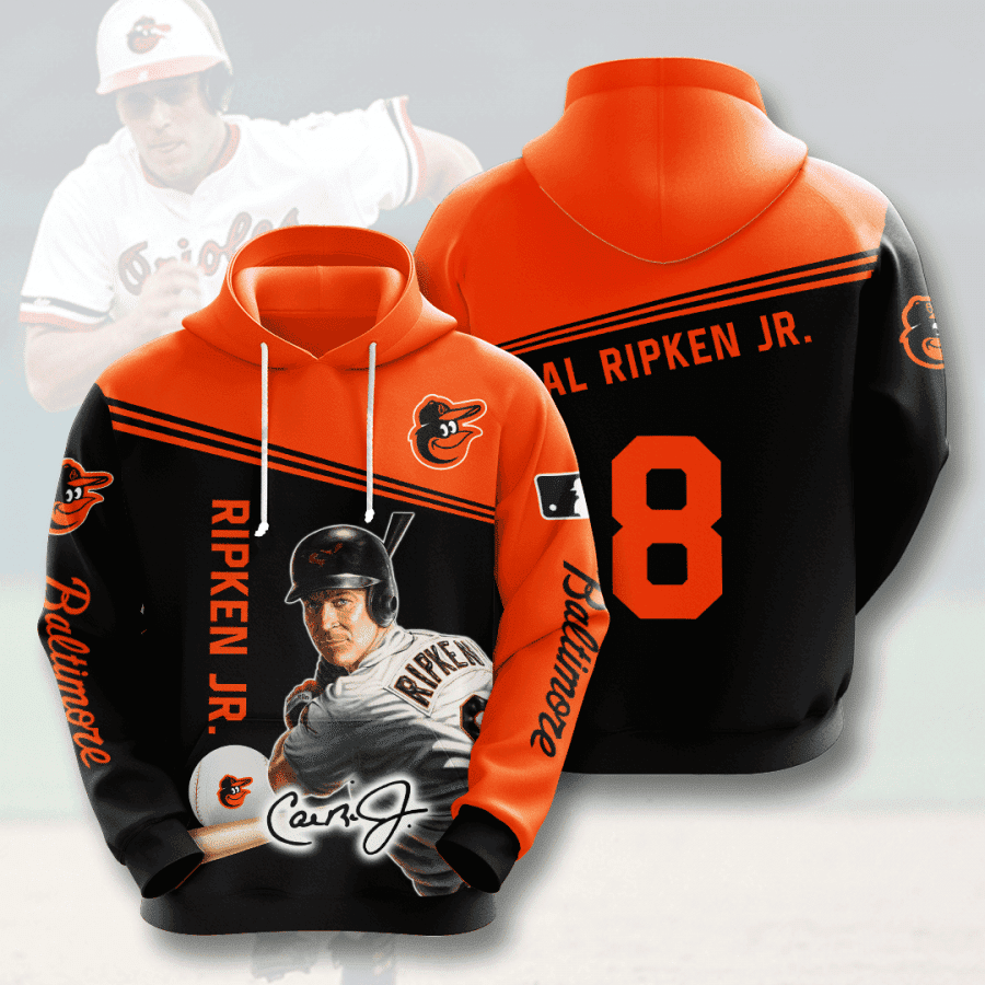 BALTIMORE ORIOLES Cal Ripken Jr 3D All Over Print Hoodie & Zip Hoodie