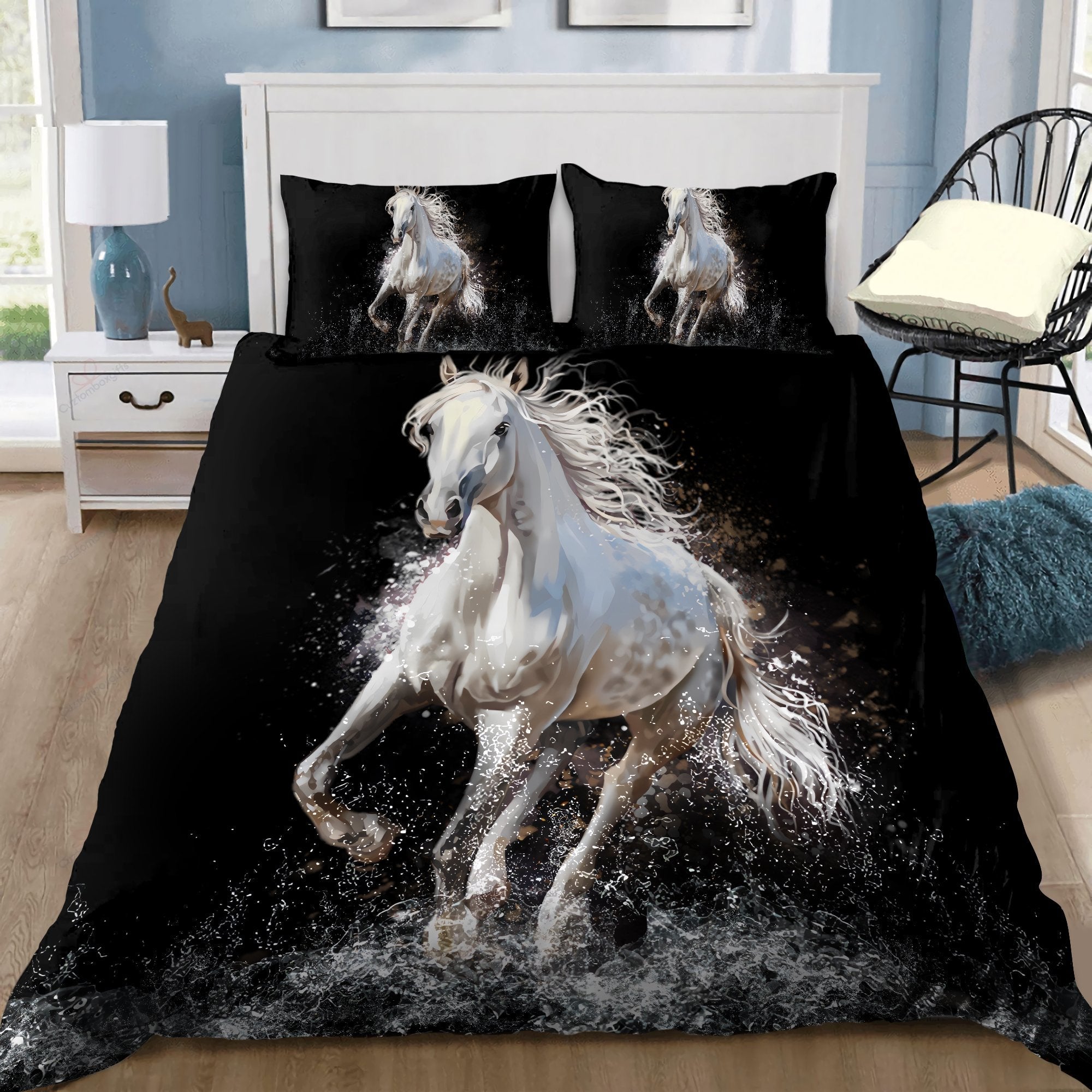 Horse Bedding Set Horse Running On Water Duvet Covers