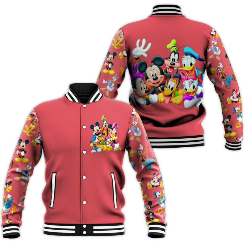 Mickey Minnie Goofy Daisy Donald Pluto Baseball Jacket