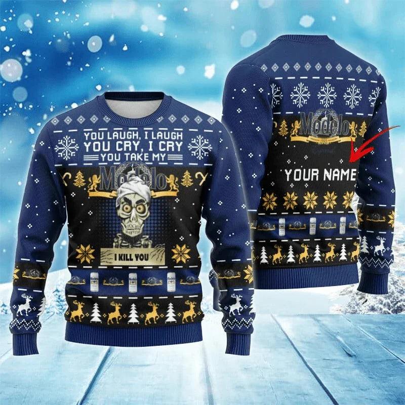Personalized Modelo Funny Skeleton Ugly Christmas Sweater