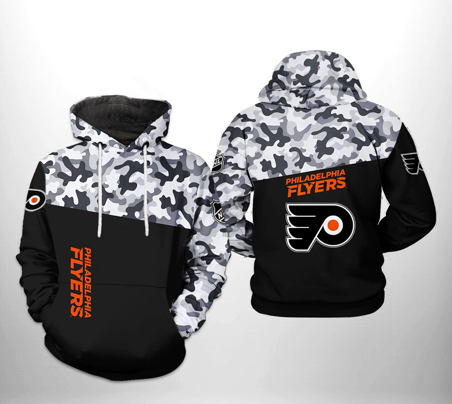 Philadelphia Flyers Camo Veteran 3D All Over Print Hoodie & Zip Hoodie