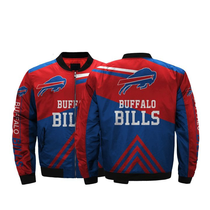 Buffalo Bills Red Blue Triangles Bomber Jacket