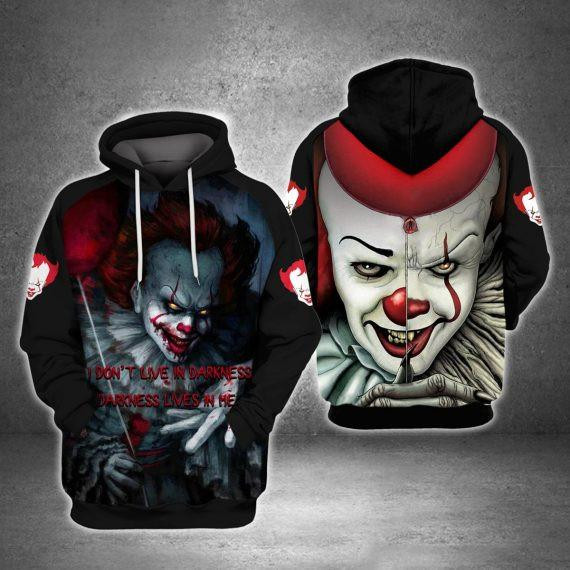 Horror Movies Horror Characters Fan It Pennywise Don't Live In Darkness All Over Print Hoodie