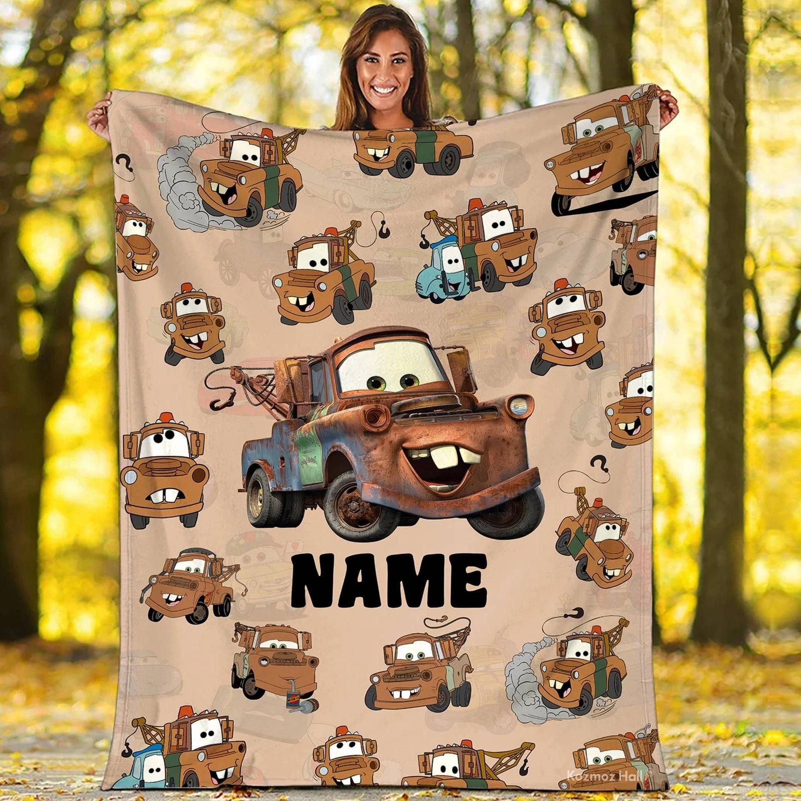 McQueen Cars Blanket Mater Car Tow Mater Fleece Sherpa Blanket