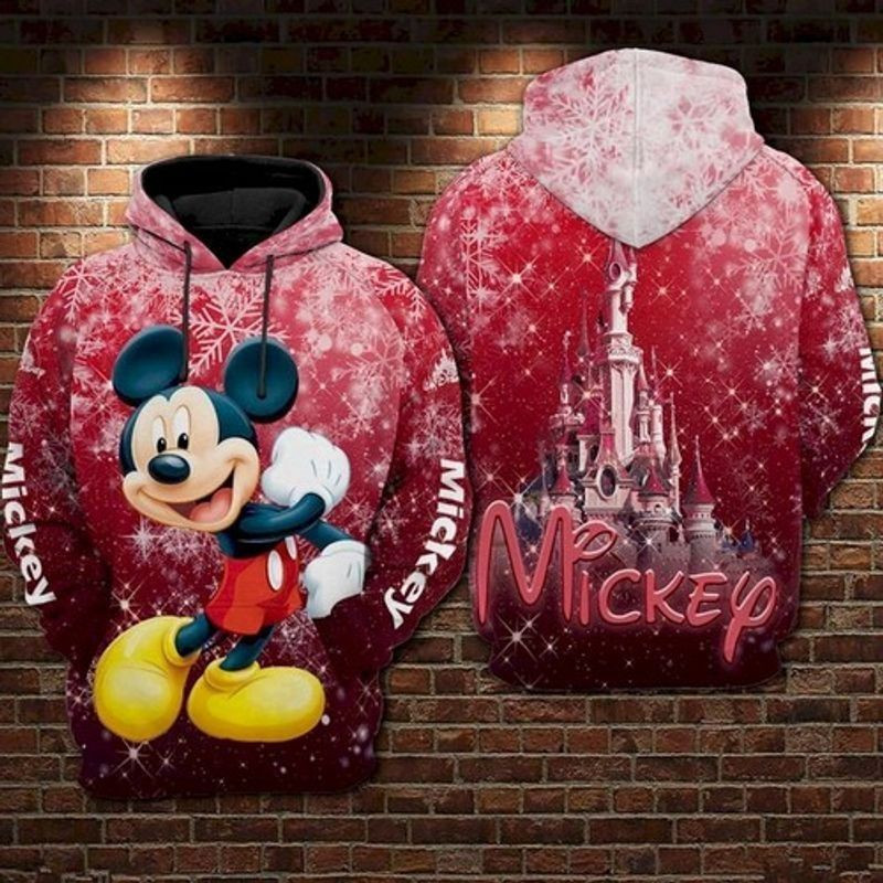 Mickey Mouse Castle Snow All Over Printed Custom 3d T Shirt Sweatshirt Zip Hoodie Bomber 261