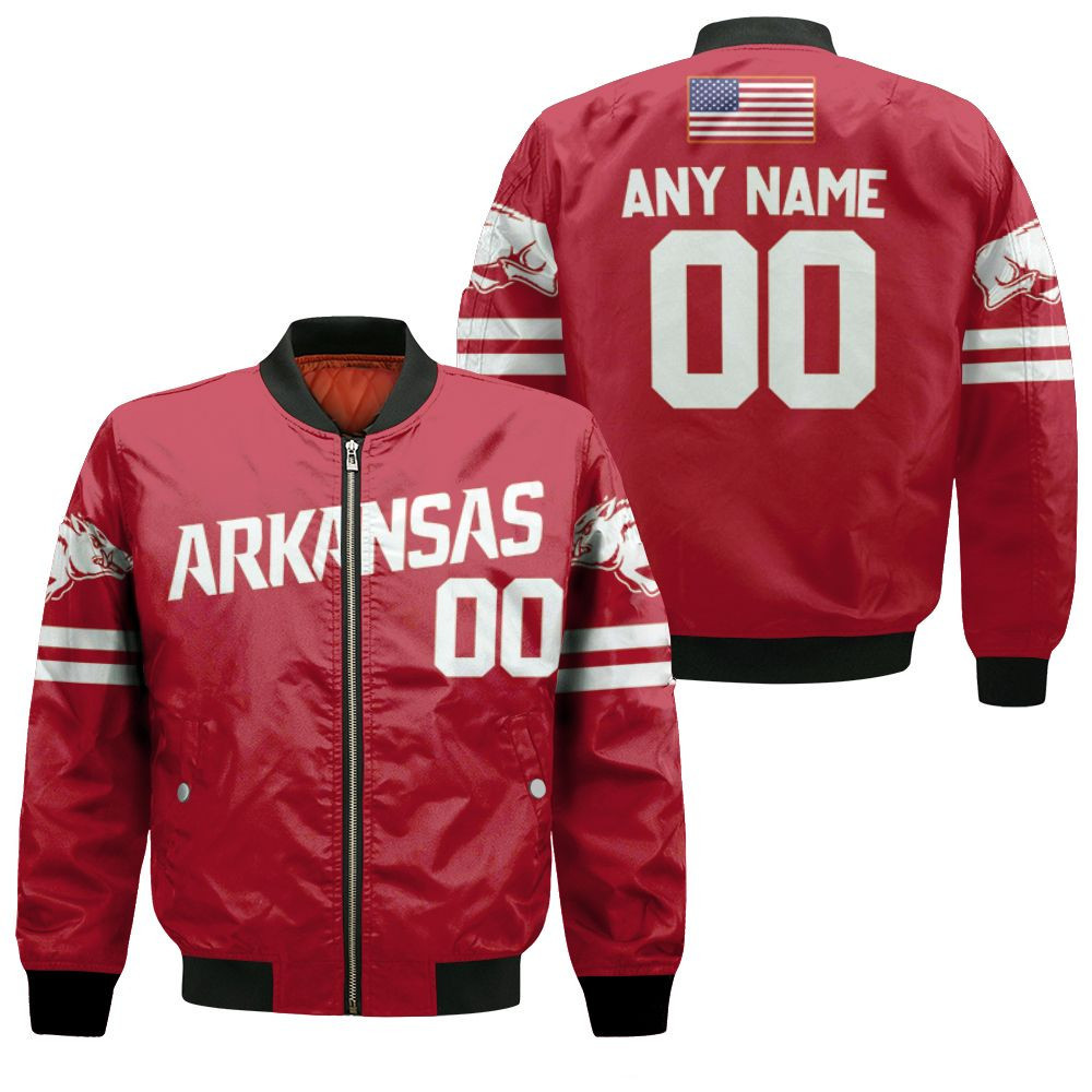 Arkansas Razorbacks Custom Name Number US Flag Bomber Jacket