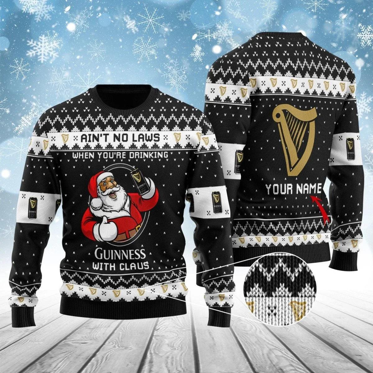 Personalized Guinness With Claus Ugly Christmas Sweater