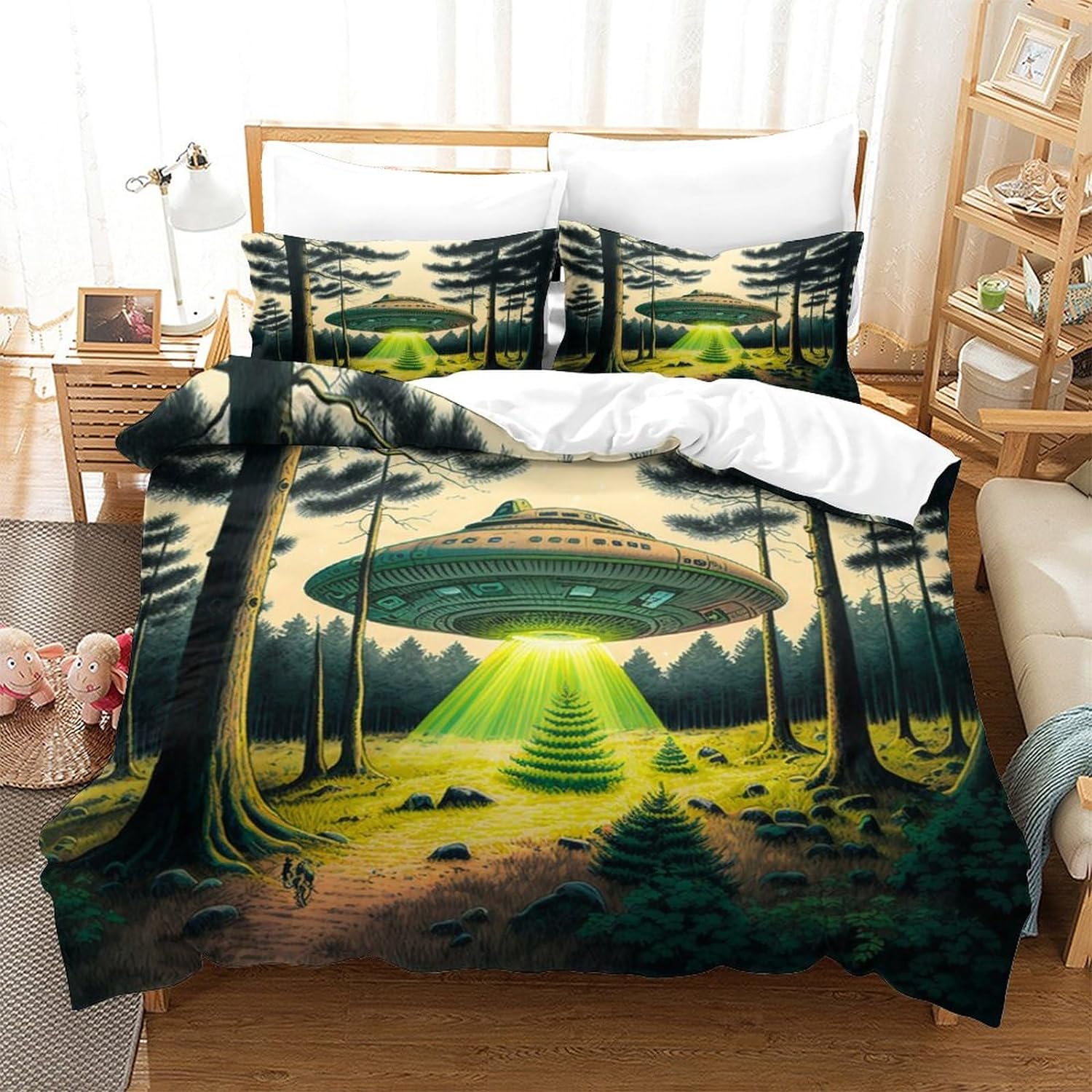 UFO Bedding Set UFO In The Forest Duvet Covers