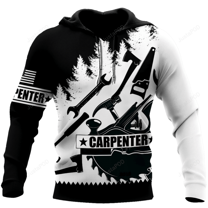 Carpenter Man Tools Black And White 3d Hoodie