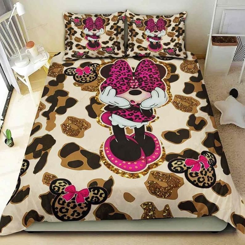 Minnie Bedding Set DN Minnie Graphic Leopard Pattern Duvet Covers