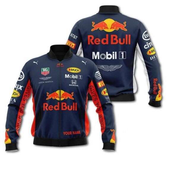 Personalized Red Bull Racing Mobil1 Aston Martin Bomber Jacket 885 88