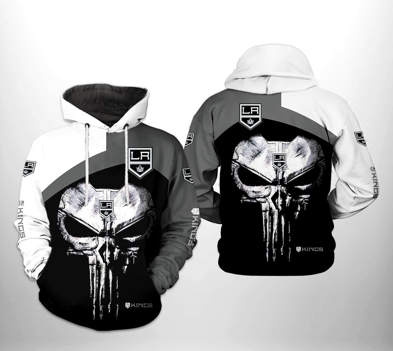 Los Angeles Kings Skull Punisher 3D All Over Print Hoodie & Zip Hoodie