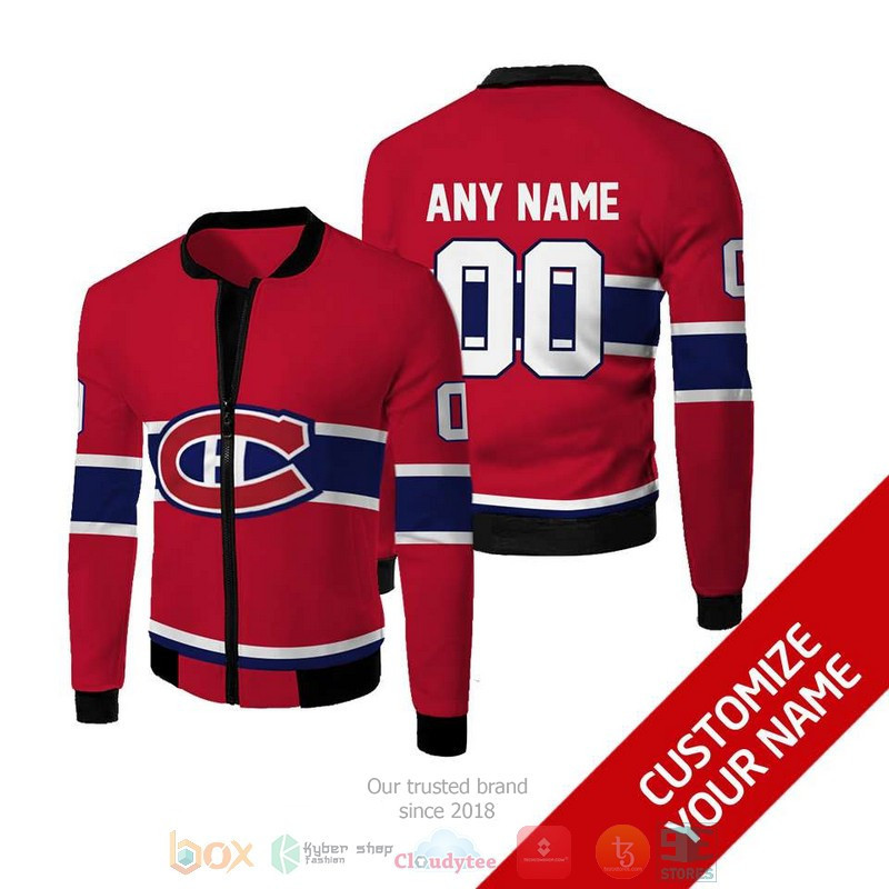 Montreal Canadiens Custom Name Number Red Bomber Jacket