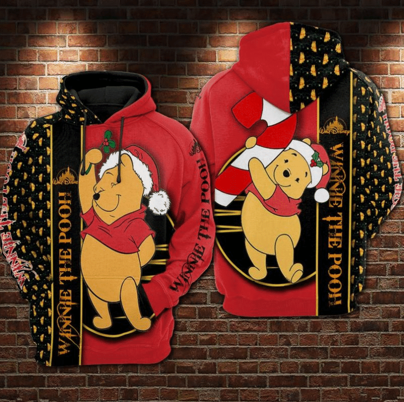 Pooh Bear Winnie The Pooh Disney, Pooh Bear Santa Claus All Over Print Hoodie