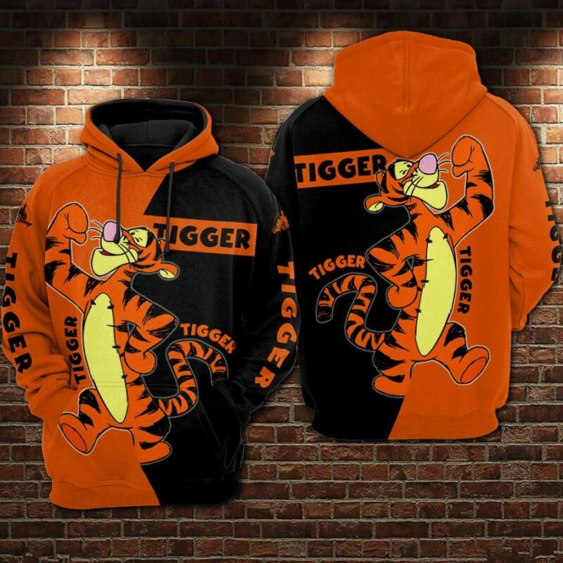 Tigger Cartoon Winnie The Pooh 6 Over Print 3d Hoodie Zip Hoodie