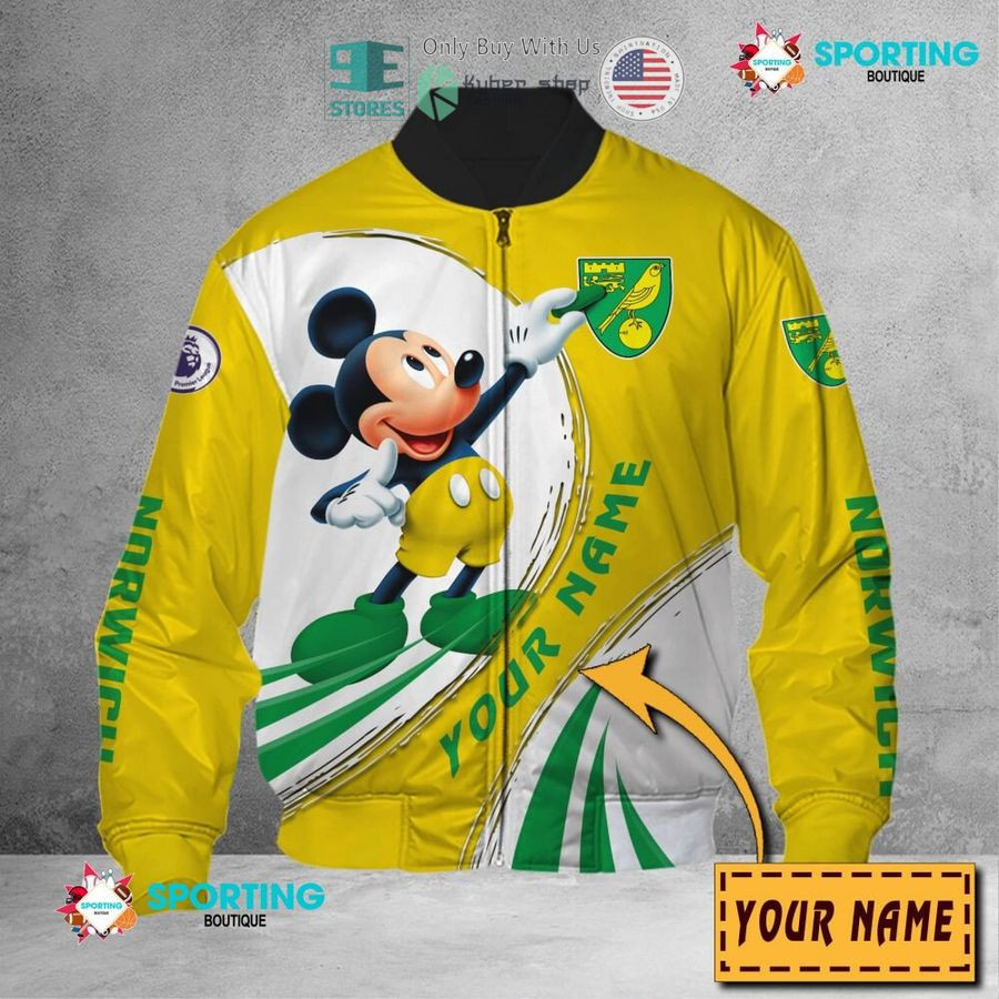 Norwich City FC Custom Name Mickey Bomber Jacket