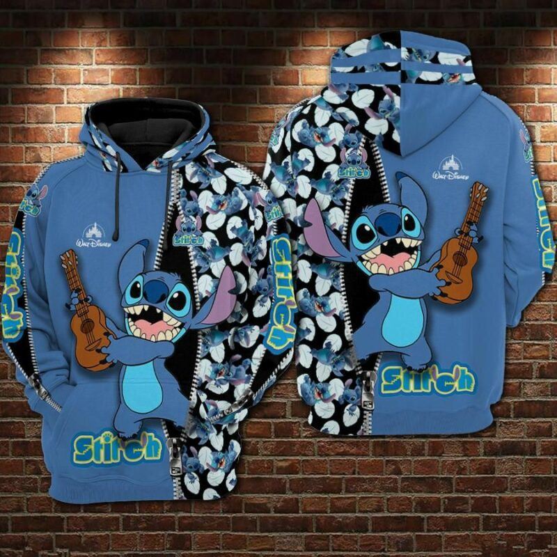 Stitch With Guitar Movies Over Print 3d Hoodie Zip Hoodie