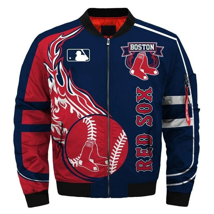 Boston Red Sox Red Navy Blue Bomber Jacket