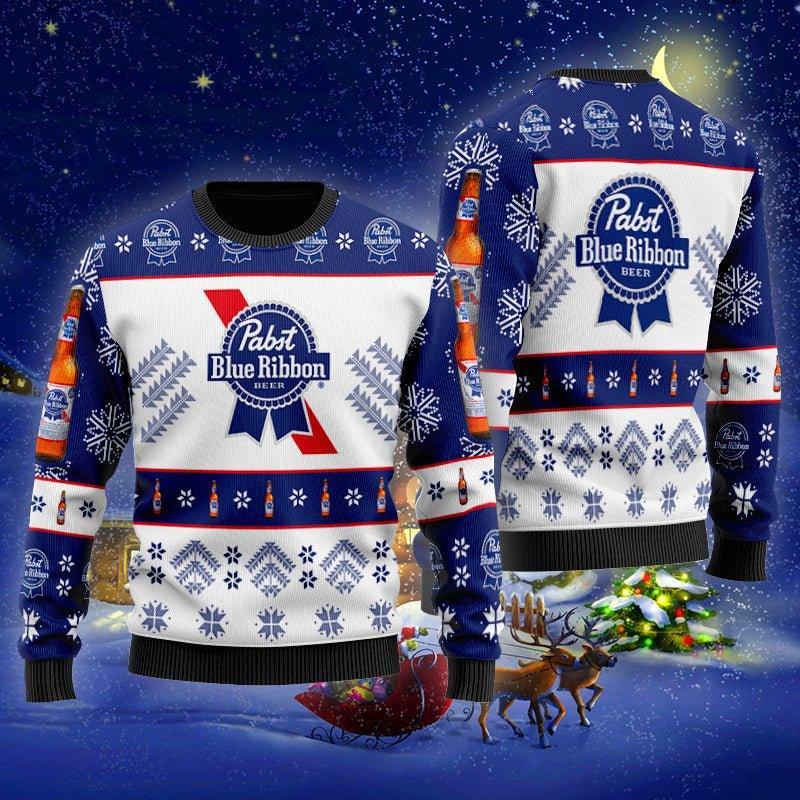 Pabst Blue Ribbon Xmas Ugly Christmas Sweater