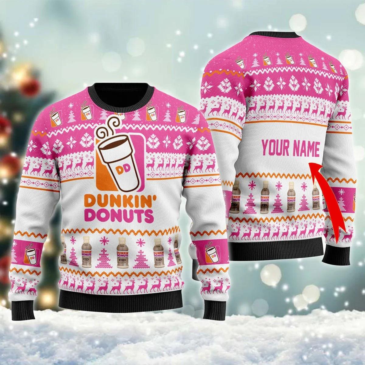 Personalized Dunkin Donuts Ugly Christmas Sweater