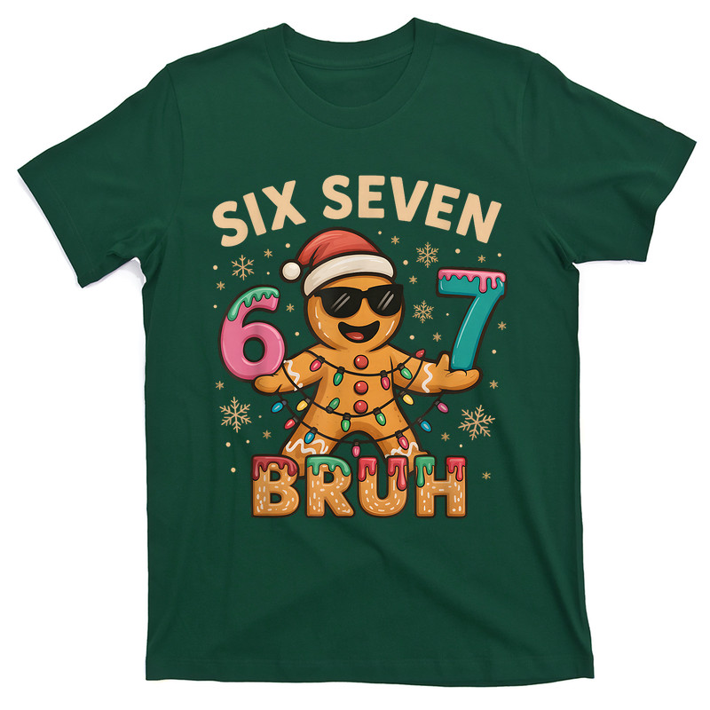 Bruh 67 Christmas Six Seven Gingerbreadman Boys 67 Christmas T-Shirt