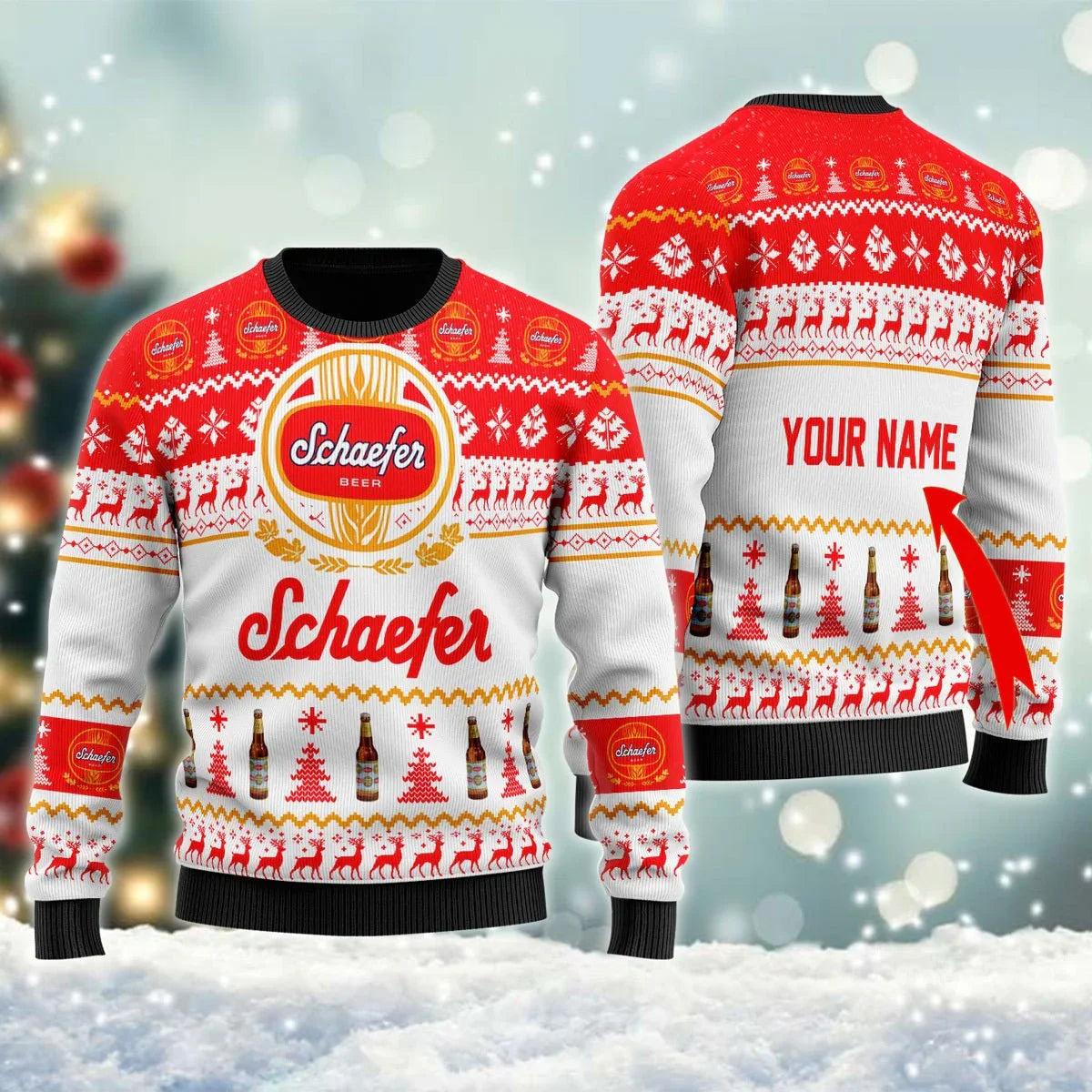 Personalized Schaefer Beer Ugly Christmas Sweater