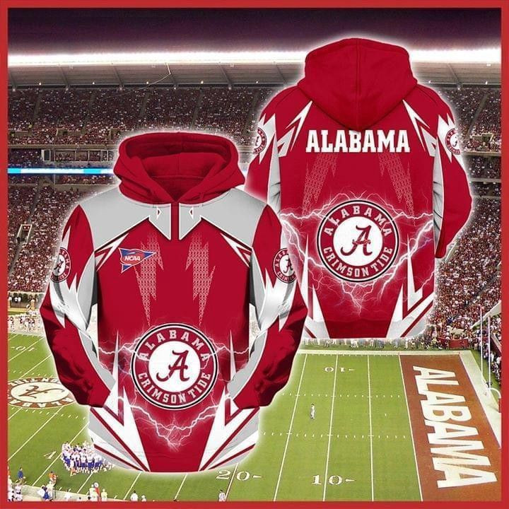 Ncaa Alabama Crimson Tide Lightning 3D All Over Print Hoodie & Zip Hoodie