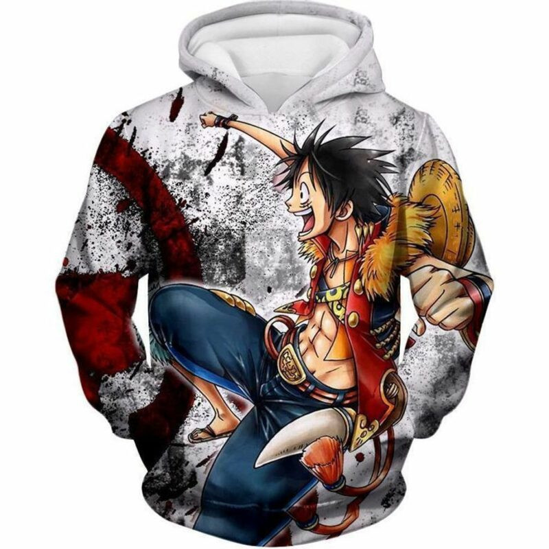 One Piece And Fun Straw Hat Captain Luffy Over Print 3d Hoodie Zip Hoodie