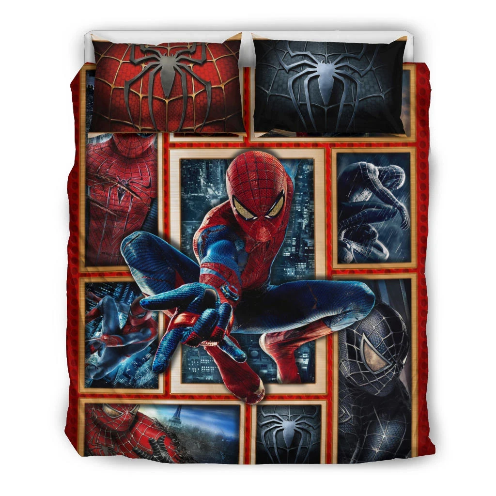 Spiderman Bedding Set MV Black Spiderman Graphic Pattern Duvet Covers Black