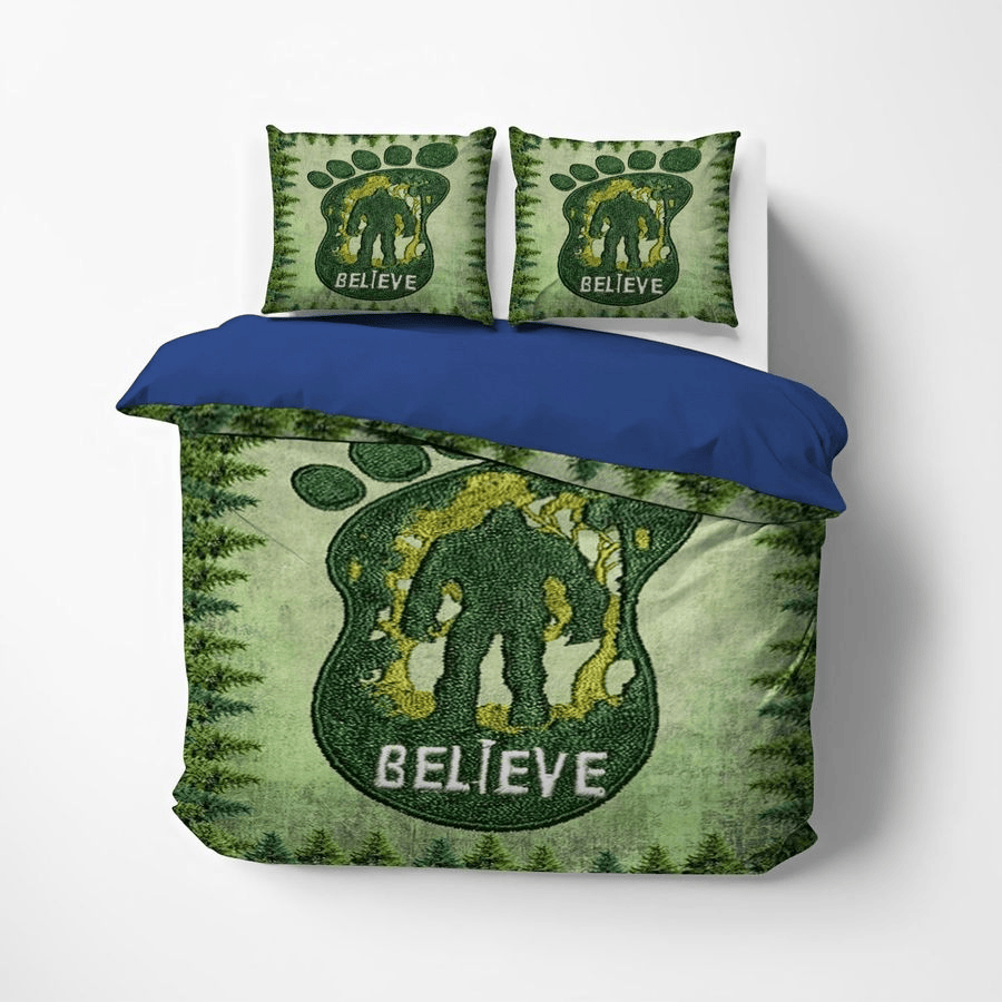 Bigfoot Bedding Set Bigfoot Footprint Pine Tree Pattern Duvet Covers