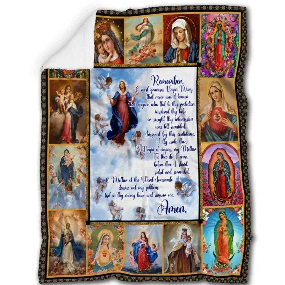 Mary Mother Of Jesus Fleece Sherpa Blanket
