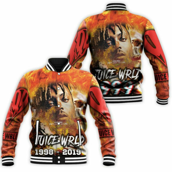Juice Wrld 999 Race For Love Skull Fire 6k728 Gift For Fan Baseball Jacket 387