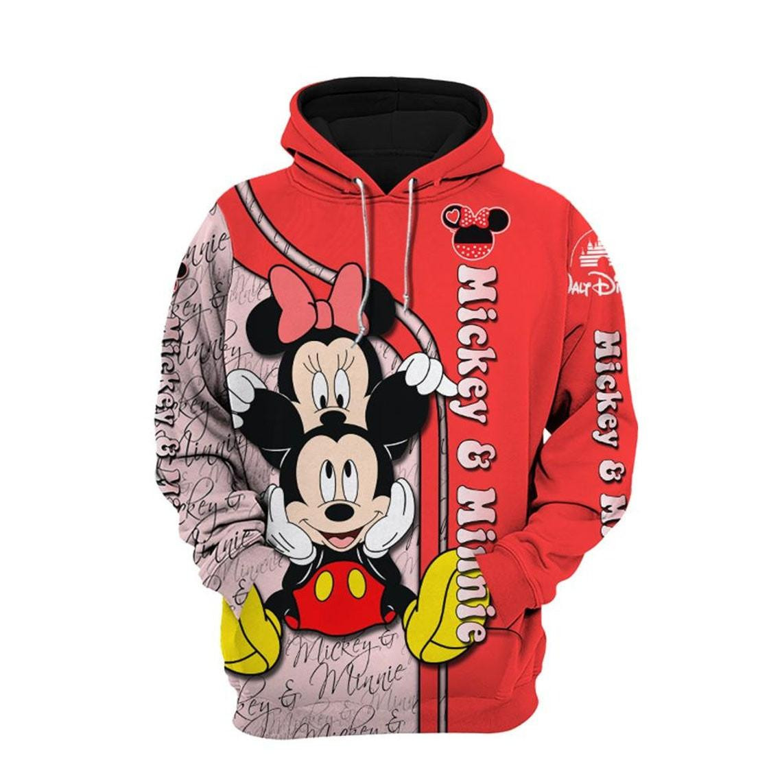 Mickey And Minnie Fan Gift, Mickey And Minnie Gift, Cartoon Graphic Outfits Aop Hoodie, Zip Hoodie
