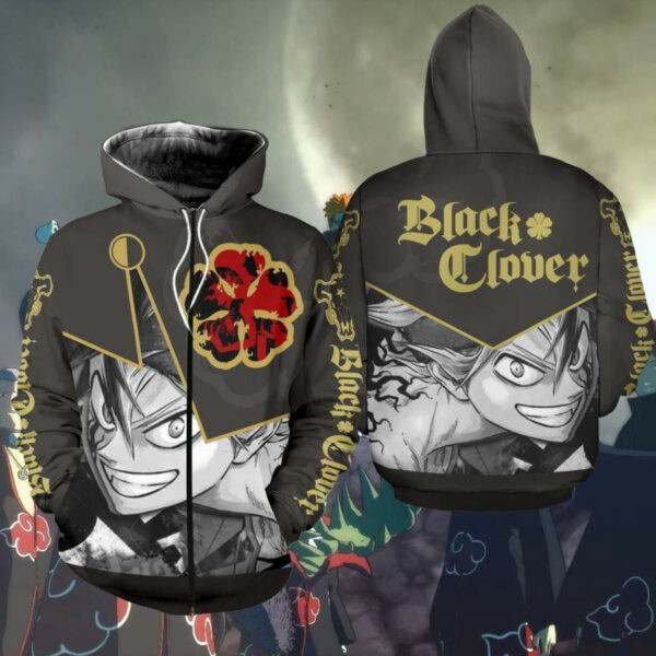 Black Clover Asta Shirt Five Clover Leaf Symbol Anime 2k883   Cartoon 3d Hoodie Zip Hoodie 589