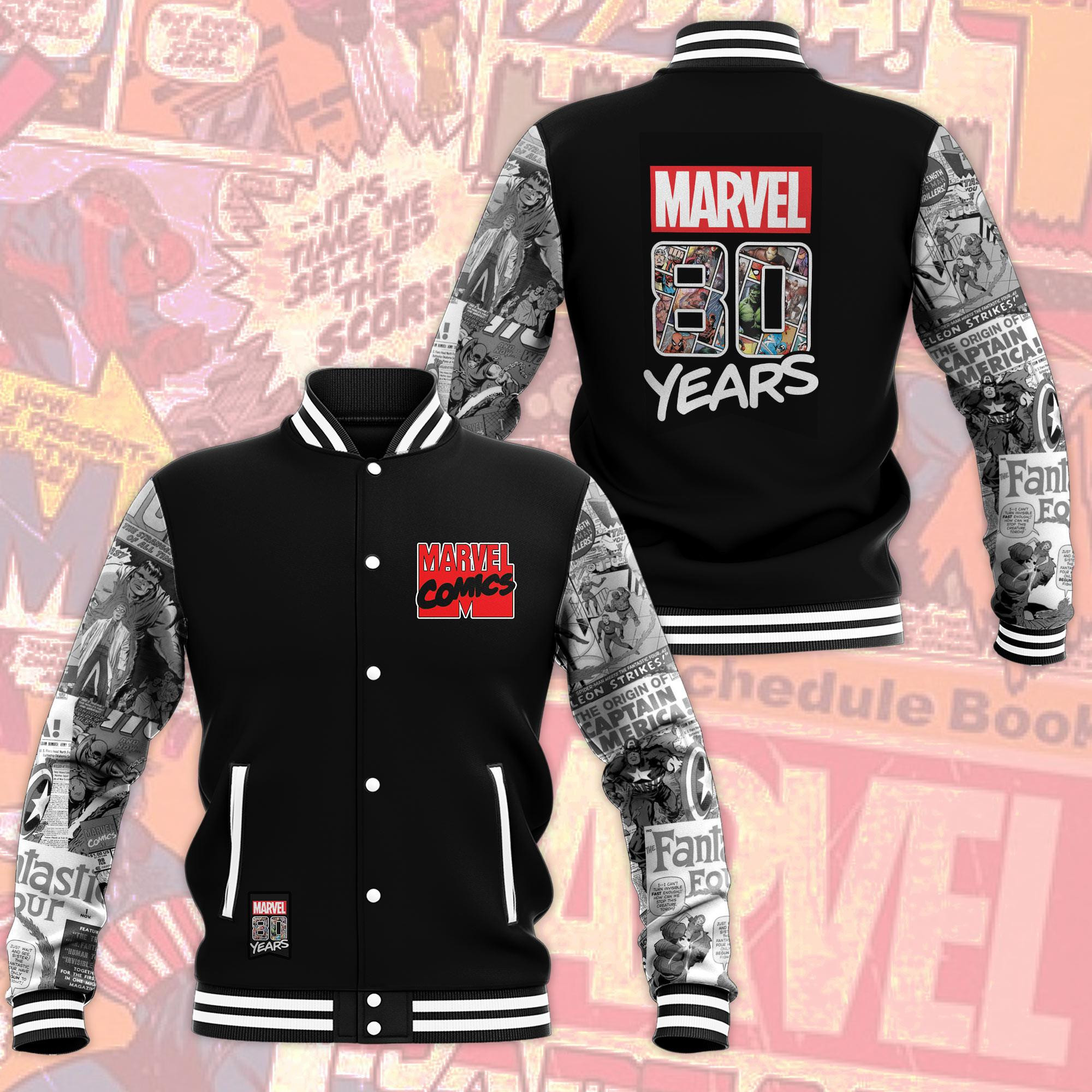 Marvel Comics 80 Years Anniversary Baseball Jacket