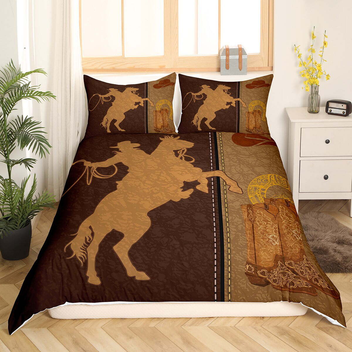 Horse Bedding Set Cowboy Riding Horse Silhouette Duvet Covers
