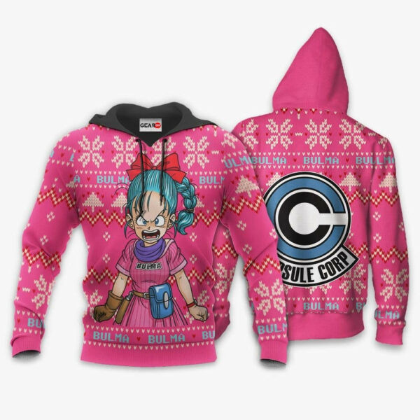 Bulma Ugly Christmas Dragon Ball Z Anime 1k325 Cartoon Graphic Outfits Aop 3d Hoodie, Zip Hoodie 835